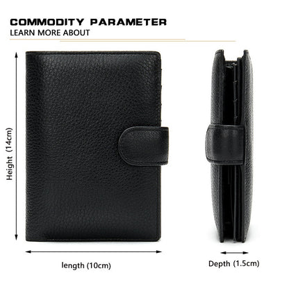 Portofel barbati, Lucmark, piele naturala, 14x10x1.5 cm, Negru