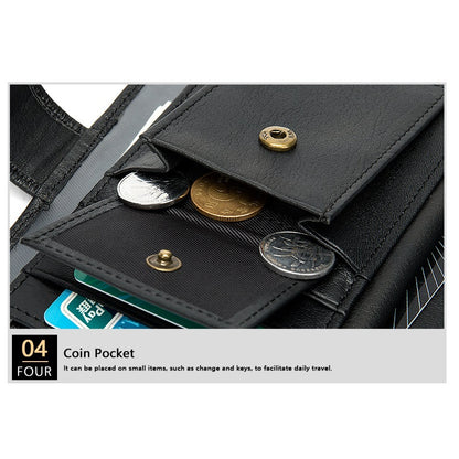 Portofel barbati, Lucmark, piele naturala, 14x10x1.5 cm, Negru