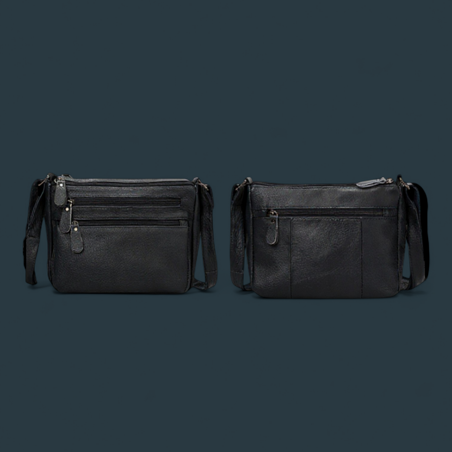 Geanta dama din piele naturala, Lucmark, design practic, compartimentare eficienta, curea reglabila, dimensiuni 24 x 10 x 18 cm, negru