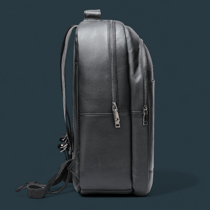 Rucsac premium pentru barbati, Lucmark, piele naturala, multifunctional, 42 × 15 × 30 cm, negru