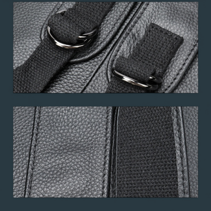 Rucsac premium pentru barbati, Lucmark, piele naturala, multifunctional, 42 × 15 × 30 cm, negru