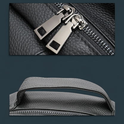 Rucsac premium pentru barbati, Lucmark, piele naturala, multifunctional, 42 × 15 × 30 cm, negru