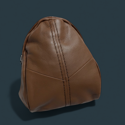 Geanta dama tip rucasc, Lucmark, piele naturala, design minimalist, compartimentare eficienta, dimensiuni 29, 5 x 15 x 23, 5 cm, Maro