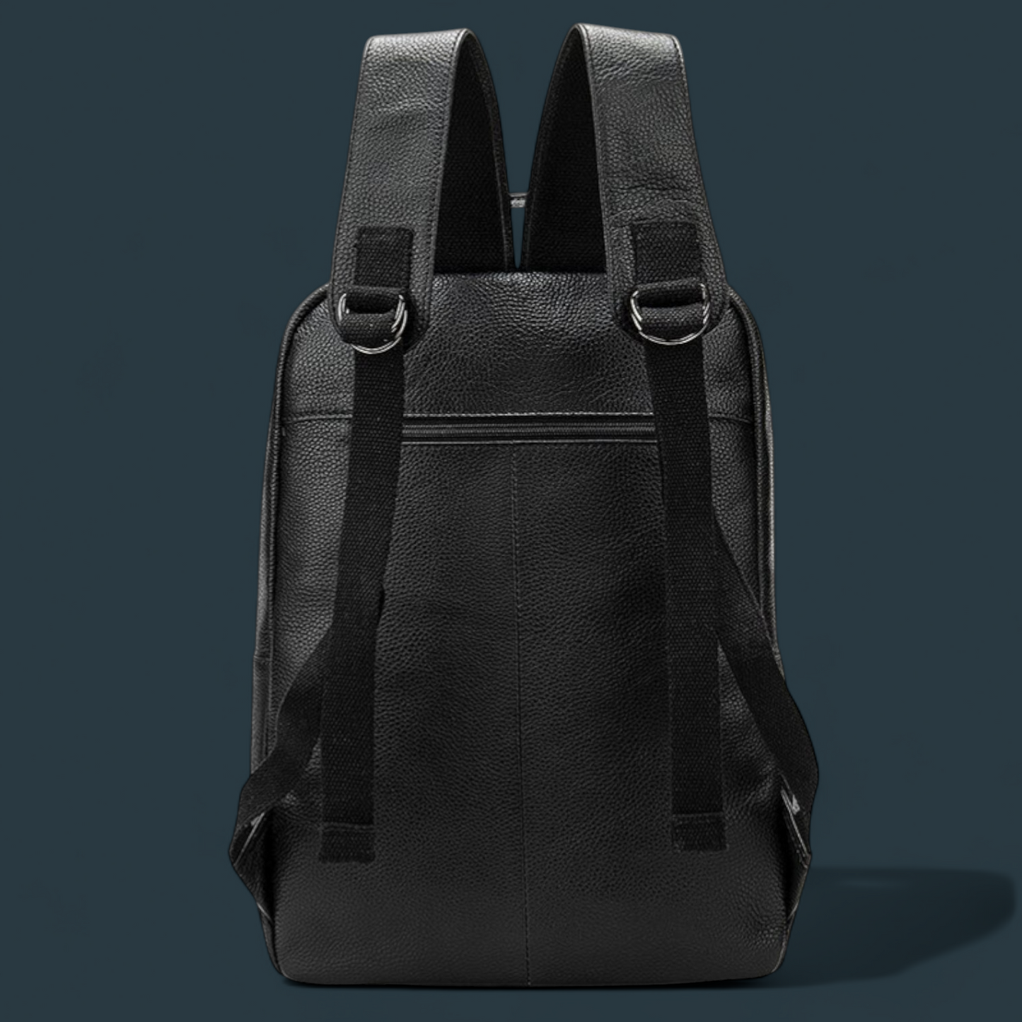 Geanta tip rucsac pentru barbati, Lucmark, piele naturala rezistenta, spatioasa, 42 x 30 x 16 cm, negru