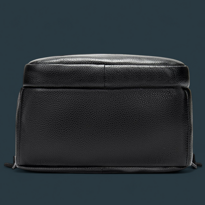 Geanta tip rucsac pentru barbati, Lucmark, piele naturala rezistenta, spatioasa, 42 x 30 x 16 cm, negru