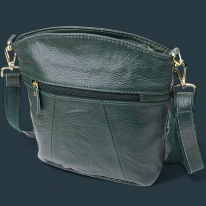 Geanta de umar Lucmark, piele naturala, curea ajustabila, verde, 23x21x10cm