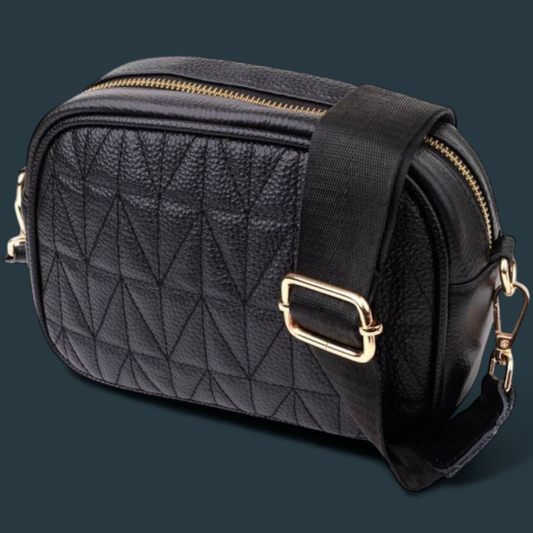 Geanta dama din piele naturala, Lucmark, practica, versatila, design modern, dimensiuni 20 x 7.5 x 14 cm, negru